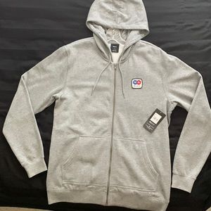 Brand new RVCA grey zip up hoodie. It is to snug/small on me. Offers considered